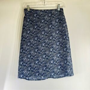 Vintage 90s Blue Floral Midi Skirt SZ 5 Cottage Bloomcore Preppy Coquette Fairy